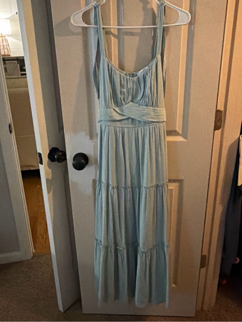 Altar'd State Pale Blue Tiered Maxi Dress